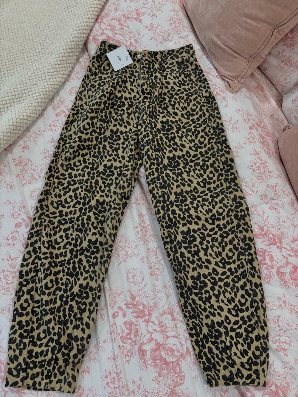 Adika High Rise Leopard Print Women’s Jeans - Black & Tan